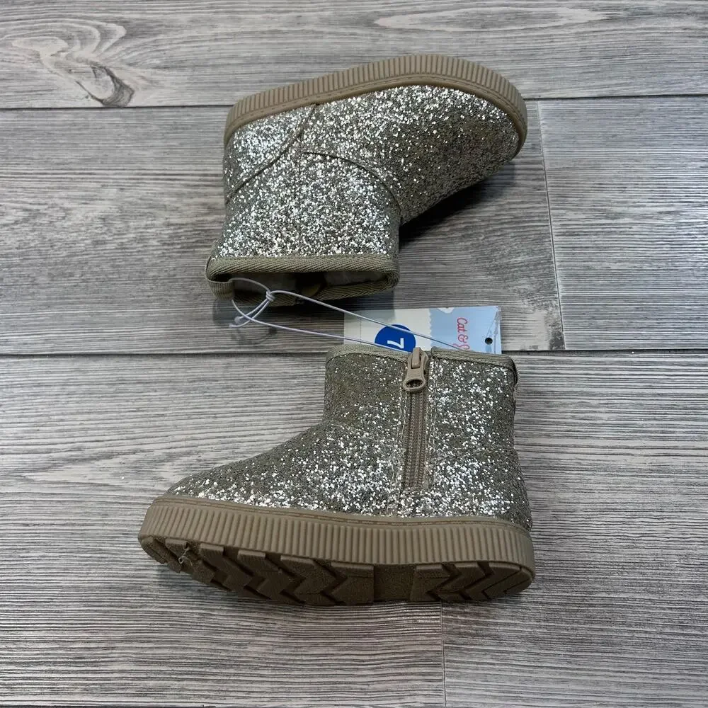 Cat & Jack Toddler Arlo Booties Gold Size 7 NWT
